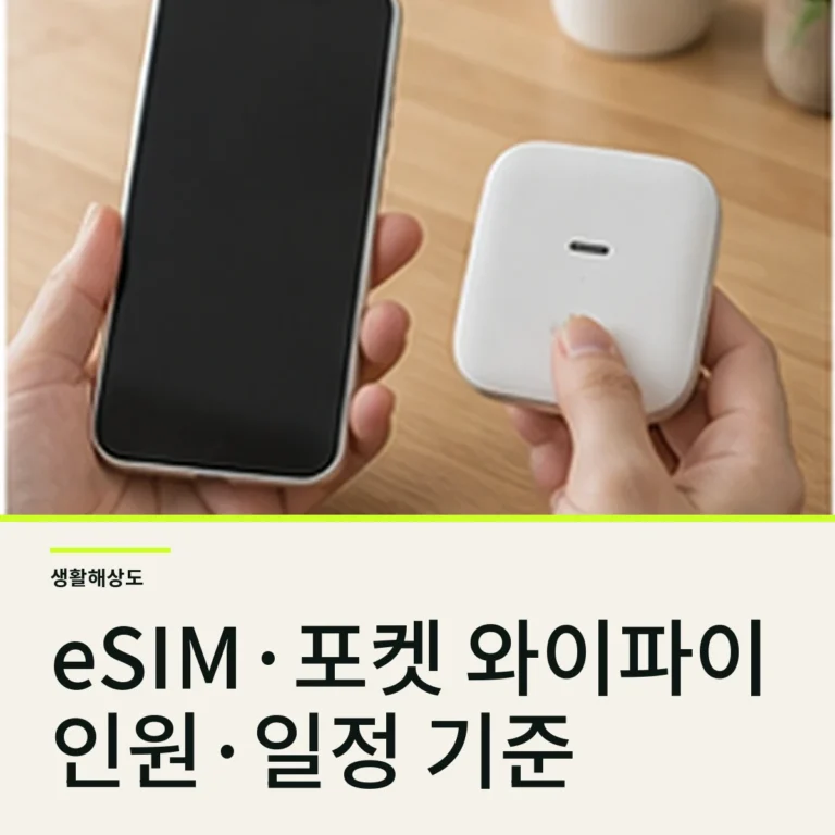 여행용 eSIM과 포켓 와이파이 차이, 인원과 일정으로 고르기